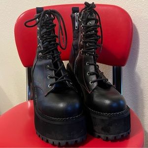 Demonia Assault 100 Platform Lace Up Boots - Size 7